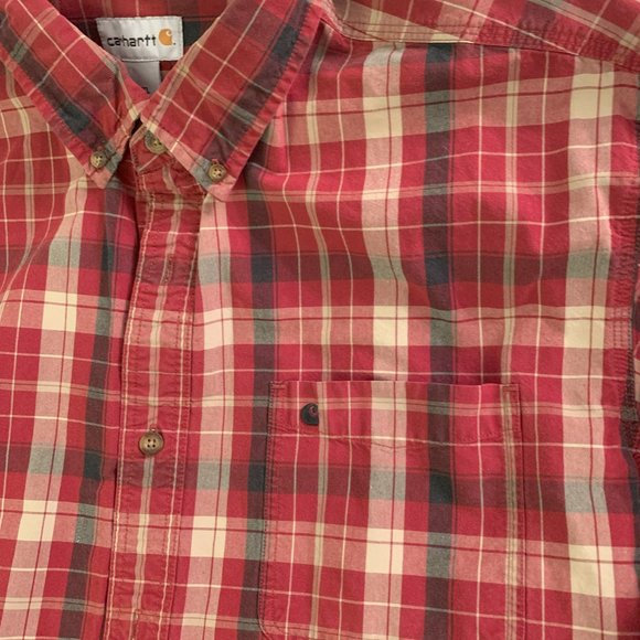 Men's Carhartt Plaid 2XL button down shirt red - Picture 4 of 5